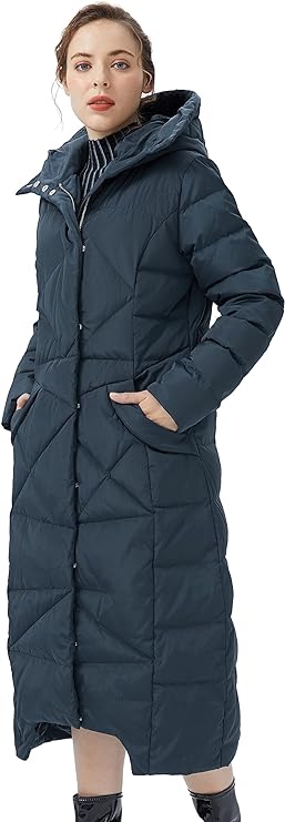 Orolay Women's Puffer Down Coat Winter Maxi Jacket with Hood