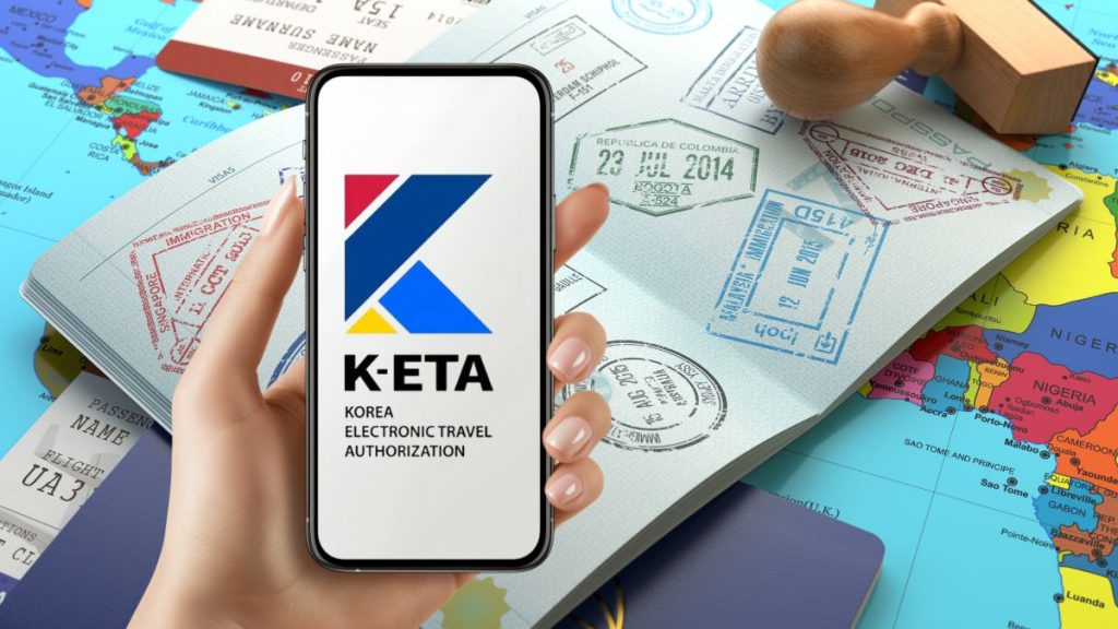 Traveler completing South Korea K-ETA application on smartphone before 2026 visit.